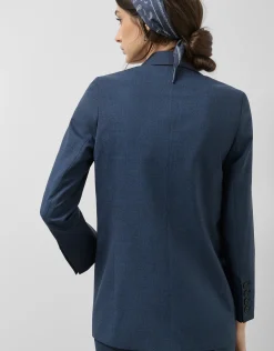 Blazer un botón lana fresca cuadro gales azul marino