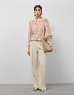 Blusa con manga abierta estampado floral rosa