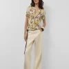 Blusa de manga corta en crepe georgette estampado floral