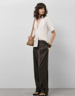 Blusa de manga corta popelín de algodón blanco