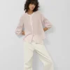 Blusa manga abullonada rayas rosa y blanco
