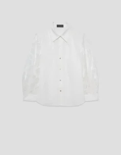 Blusa oversize con diseño floral en devoré crudo