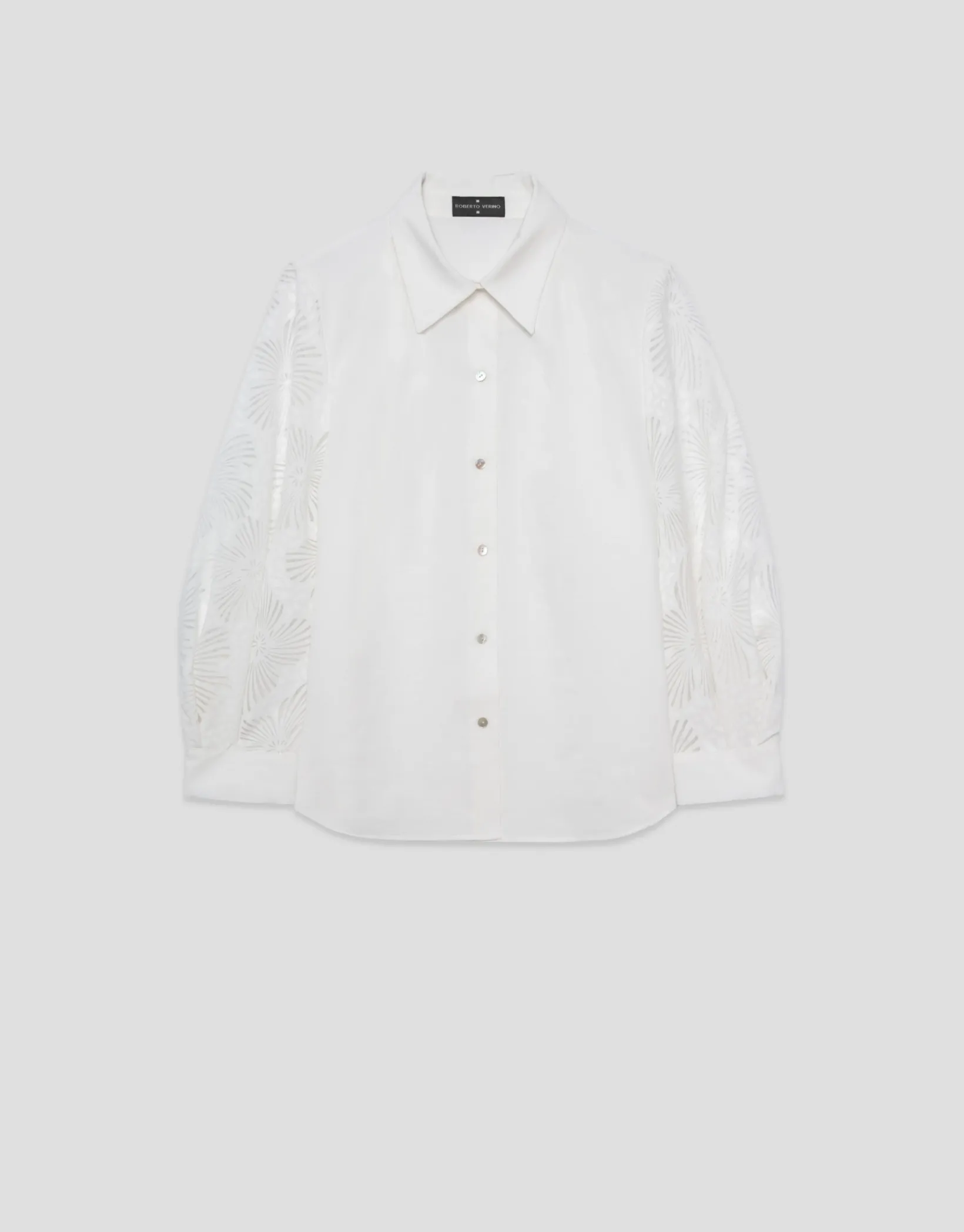 Blusa oversize con diseño floral en devoré crudo