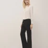 Blusa tabla central tejido fluido color crudo
