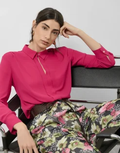 Blusa tabla central tejido fluido color frambuesa