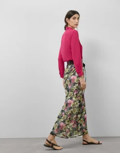 Blusa tabla central tejido fluido color frambuesa