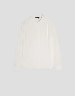 Blusa tabla central tejido fluido color crudo