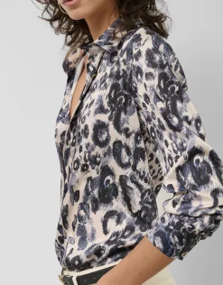 Blusa twill animal print azul marino