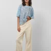 Blusón en gasa estampado vegetal azules