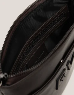 Bolso bandolera plana Mim piel marrón