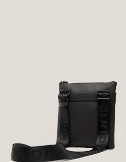 Bolso bandolera plana Mim piel negro