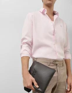 Bolso bandolera plana Mim piel marrón