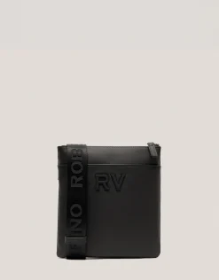 Bolso bandolera plana Mim piel negro