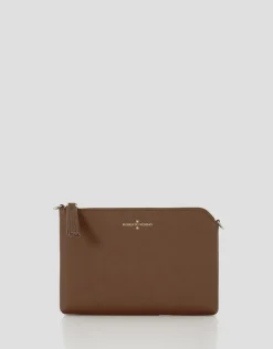 Bolso clutch Lisa piel saffiano marrón claro