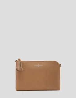 Bolso clutch Lisa piel saffiano cámel