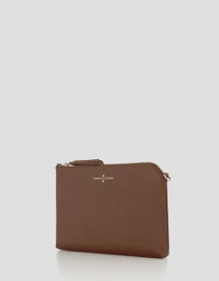 Bolso clutch Lisa piel saffiano marrón claro