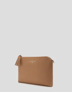 Bolso clutch Lisa piel saffiano cámel