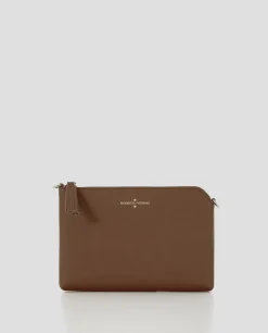 Bolso clutch Lisa piel saffiano marrón claro