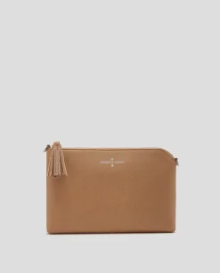 Bolso clutch Lisa piel saffiano cámel