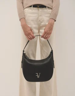Bolso de hombro Cuca Hobo piel granulada negro