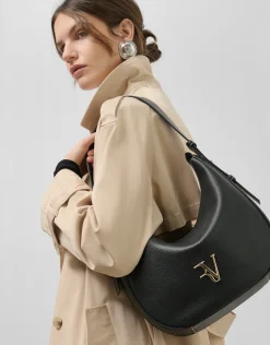 Bolso de hombro Cuca Hobo piel granulada negro