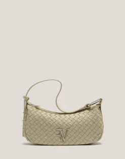 Bolso de hombro Erea Moon piel trenzada beige