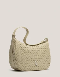 Bolso de hombro Erea Moon Maxi piel trenzada beige