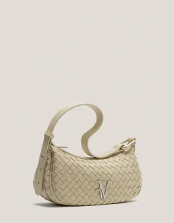 Bolso de hombro Erea Moon piel trenzada beige