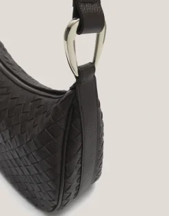 Bolso de hombro Erea Moon Maxi piel trenzada marrón