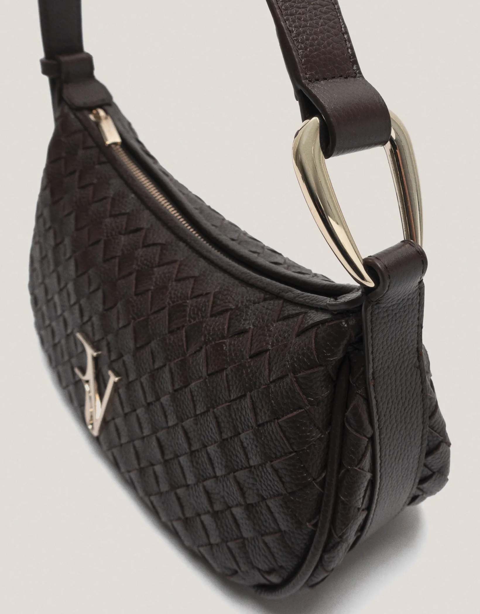 Bolso de hombro Erea Moon piel trenzada marrón