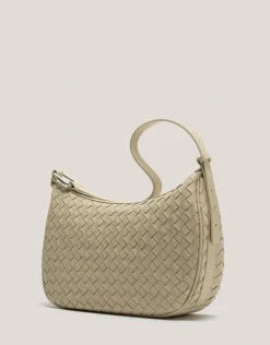 Bolso de hombro Erea Moon Maxi piel trenzada beige