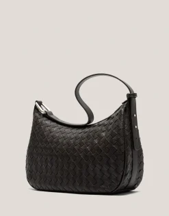 Bolso de hombro Erea Moon Maxi piel trenzada marrón