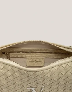 Bolso de hombro Erea Moon piel trenzada beige