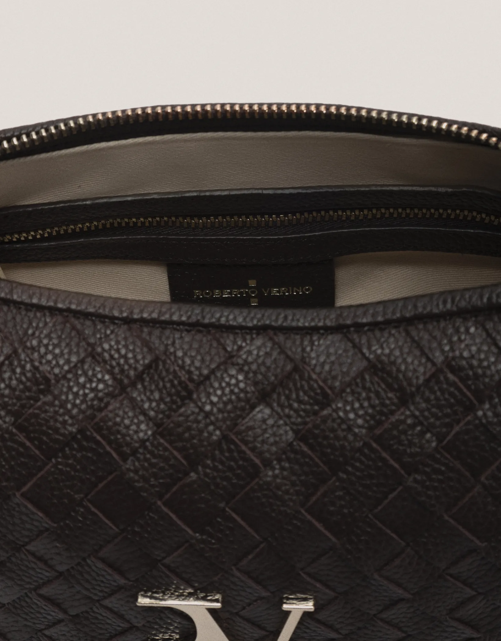 Bolso de hombro Erea Moon piel trenzada marrón