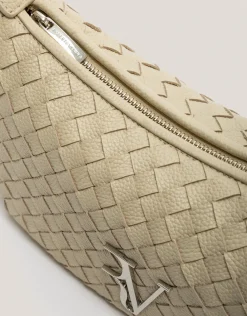Bolso de hombro Erea Moon piel trenzada beige