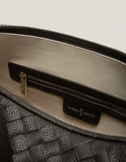 Bolso de hombro Erea Moon Maxi piel trenzada marrón