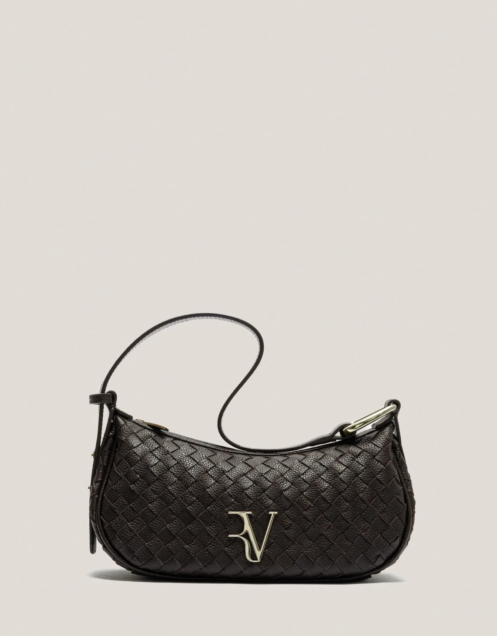 Bolso de hombro Erea Moon piel trenzada marrón