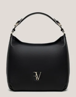 Bolso de hombro Maxi Hobo Mafalda piel negro