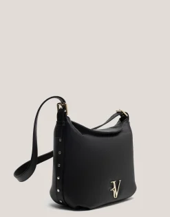 Bolso de hombro Mini Hobo Mafalda piel negro