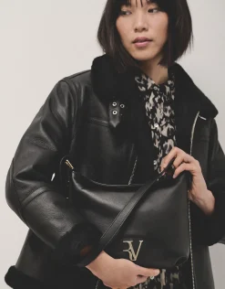 Bolso de hombro Mini Hobo Mafalda piel negro