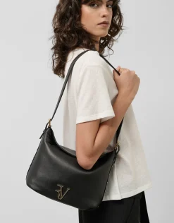 Bolso de hombro Mini Hobo Mafalda piel negro