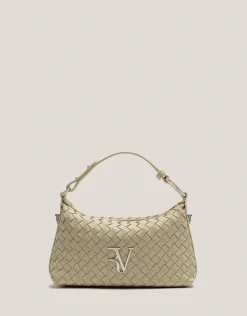 Bolso de mano Erea Pouch piel trenzada beige