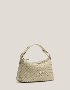 Bolso de mano Erea Pouch piel trenzada beige
