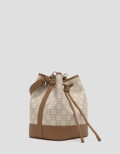 Bolso de mano Gala Bucket piel logos crema