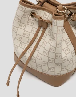 Bolso de mano Gala Bucket piel logos crema