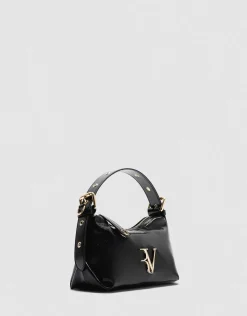 Bolso de mano Margot Metal mini piel craquelada negra