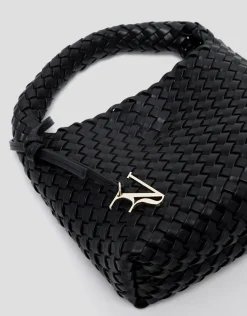 Bolso de mano Paula Clutch piel trenzada negro