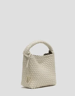 Bolso de mano Paula Hobo Midi piel trenzada crudo