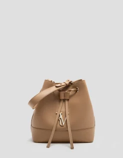 Bolso de mano Valentina Bucket piel cámel