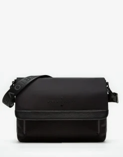 Bolso Messenger Charlie nailon y piel negro
